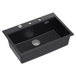 Zlewozmywaki^Komplet zlewozmywak QUADRON czarny MASTER BASE 1K 76x50 cm z akcesoriami