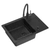Online Komplet zlewozmywak QUADRON czarny SMART 62x44 cm z baterią, dozownikiem, matą i syfonem