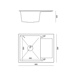 inny Zlewozmywaki^Komplet zlewozmywak QUADRON czarny AVENIR SHORT 60x48 cm z baterią