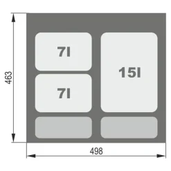 Kosz do sortowania odpadów INSIDE 1x15l i 2x7l
