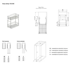 Systemy Cargo^Kosz dolny cargo mini do kuchni metal grafit 50/2 (10/MPZ) INSIDE
