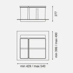 inny Kosze Do Segregacji Śmieci^Kosz na odpady antracytowy PULLBOY VARIO 9XL 600/ 26+11