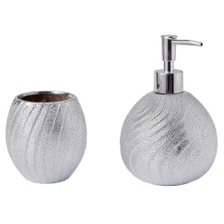 Akcesoria Łazienkowe|Akcesoria Łazienkowe^Kubek łazienkowy na szczoteczki ceramiczny srebrny 8,5 cm
