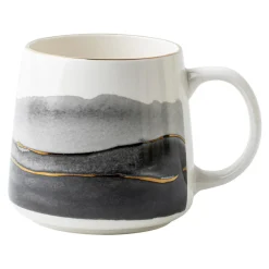 inny Szklanki I Kubki^Kubek porcelanowy akwarela szary 380 ml