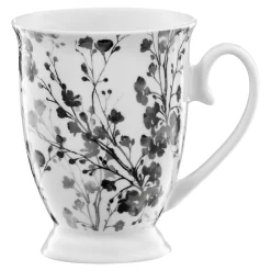 New Ambition Kubek porcelanowy w czarne kwiaty BLACK NATURE 300 ml