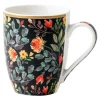 inny Szklanki I Kubki^Kubek porcelanowy w kolorowe kwiaty na czarnym tle 330 ml