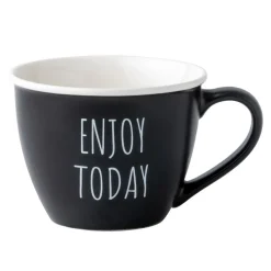 New Prima Cucina Kubek porcelanowy z napisami ENJOY TODAY czarny 530 ml