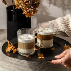 Clearance Kubek szklany w prążki FIRENZA 350 ml