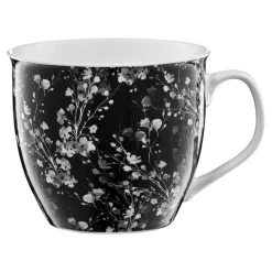 Szklanki I Kubki^Kubek w kwiaty czarny BLACK NATURE 550 ml