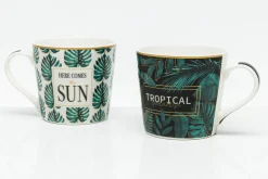 Prima Cucina Szklanki I Kubki^Kubek z porcelany w egzotyczne liście 380 ml