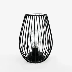 Zumaline Lampy Stołowe^Lampa dekoracyjna LED druciany klosz czarna 14,5x20 cm