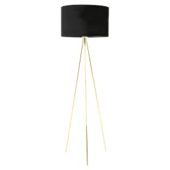 Clearance domiluce Lampa na złotym trójnogu abażur welur czarny INGA