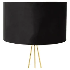 Clearance domiluce Lampa na złotym trójnogu abażur welur czarny INGA
