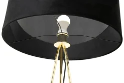 Clearance domiluce Lampa na złotym trójnogu abażur welur czarny INGA