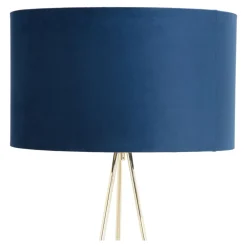 Sale domiluce Lampa na złotym trójnogu abażur welur granatowy INGA