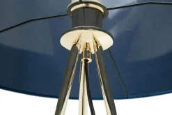 Sale domiluce Lampa na złotym trójnogu abażur welur granatowy INGA