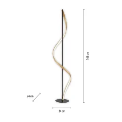Best Paul Neuhaus Lampa podłogowa LED Wi-Fi czarno-złota Q-SWING z pilotem