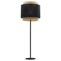 Outlet TK Tomasz Krywult Lampa podłogowa rattanowa czarna BOHO 145 cm