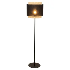 Outlet TK Tomasz Krywult Lampa podłogowa rattanowa czarna BOHO 145 cm
