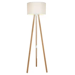 Lampy Podłogowe^Lampa podłogowa trójnóg bambus kremowa PIKO