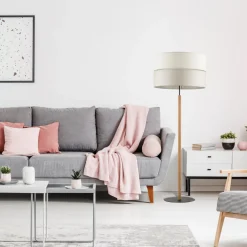 Discount TK Tomasz Krywult Lampa podłogowa z abażurem szary ECO