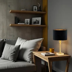 Sale inny Lampa stołowa abażur czarno-złota ABBANO