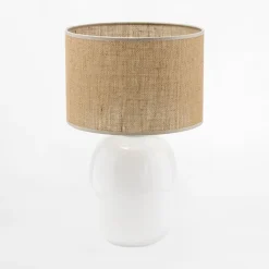 Discount TK Tomasz Krywult Lampa stołowa biała z abażurem juta MELODY