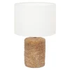 Hot PLATINET S.A. Lampa stołowa ceramiczna biała/rattan LUCIA