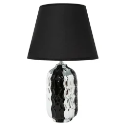 Lampy Stołowe^Lampa stołowa ceramiczna czarno-srebrna, 38 cm