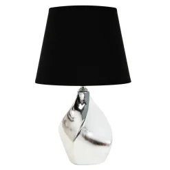 Lampy Stołowe^Lampa stołowa ceramiczna czarno-srebrna 31 cm
