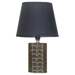 Zumaline Lampy Stołowe^Lampa stołowa z abażurem czarno-zielona 30,5 cm
