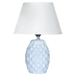 Zumaline Lampy Stołowe^Lampa stołowa z abażurem niebiesko-biała 38 cm
