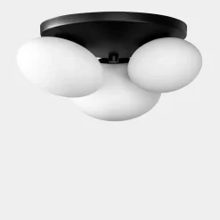 domiluce Wszystkie Lampy Sufitowe^Lampa sufitowa 3 klosze biało-czarna UFO 34x37 cm