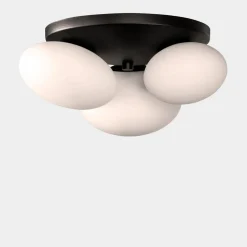 domiluce Wszystkie Lampy Sufitowe^Lampa sufitowa 3 klosze biało-czarna UFO 34x37 cm
