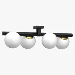 Best Luminex Lampa sufitowa 4 klosze kule czarno-złota IDRIS IV