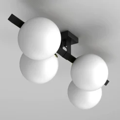 Best Luminex Lampa sufitowa 4 klosze kule czarno-złota IDRIS IV