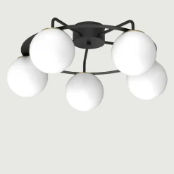 Luminex Lampa sufitowa 5 kloszy kule czarno-złota BALLO V