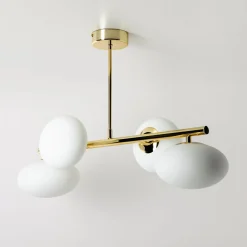 domiluce Wszystkie Lampy Sufitowe^Lampa sufitowa 4 owalne klosze złota MILO 68x30 cm