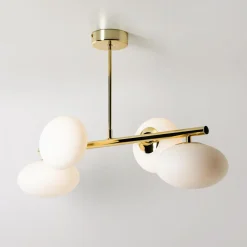 domiluce Wszystkie Lampy Sufitowe^Lampa sufitowa 4 owalne klosze złota MILO 68x30 cm