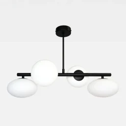 domiluce Wszystkie Lampy Sufitowe^Lampa sufitowa 4 owalne klosze czarna MILO 68x30 cm