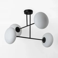 Sale domiluce Lampa sufitowa 4 owalne klosze czarna MILO 60x60 cm
