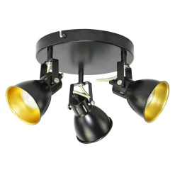 LED-POL Wszystkie Lampy Sufitowe^Lampa sufitowa 3 reflektory czarno-złota ORO FALCO