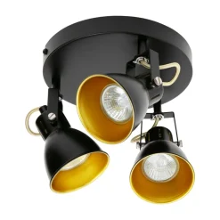 LED-POL Wszystkie Lampy Sufitowe^Lampa sufitowa 3 reflektory czarno-złota ORO FALCO