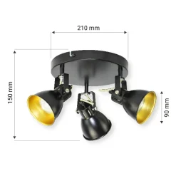 LED-POL Wszystkie Lampy Sufitowe^Lampa sufitowa 3 reflektory czarno-złota ORO FALCO
