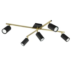 Wszystkie Lampy Sufitowe^Lampa sufitowa 5 reflektorów czarno-złota MARLEY