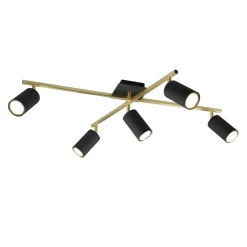 Wszystkie Lampy Sufitowe^Lampa sufitowa 5 reflektorów czarno-złota MARLEY