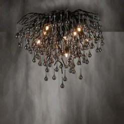 Paul Neuhaus Lampa sufitowa czarna ICICLE fi 50 cm