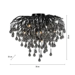 Paul Neuhaus Lampa sufitowa czarna ICICLE fi 50 cm