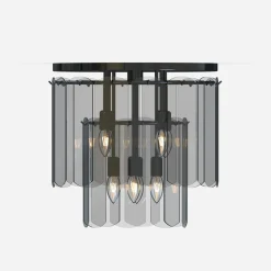 Zumaline Wszystkie Lampy Sufitowe^Lampa sufitowa dymione szkło czarna NIRA φ43 cm