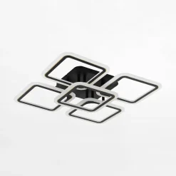 Zumaline Wszystkie Lampy Sufitowe^Lampa sufitowa LED 56,2 cm czarno-złota STELLAR z pilotem
